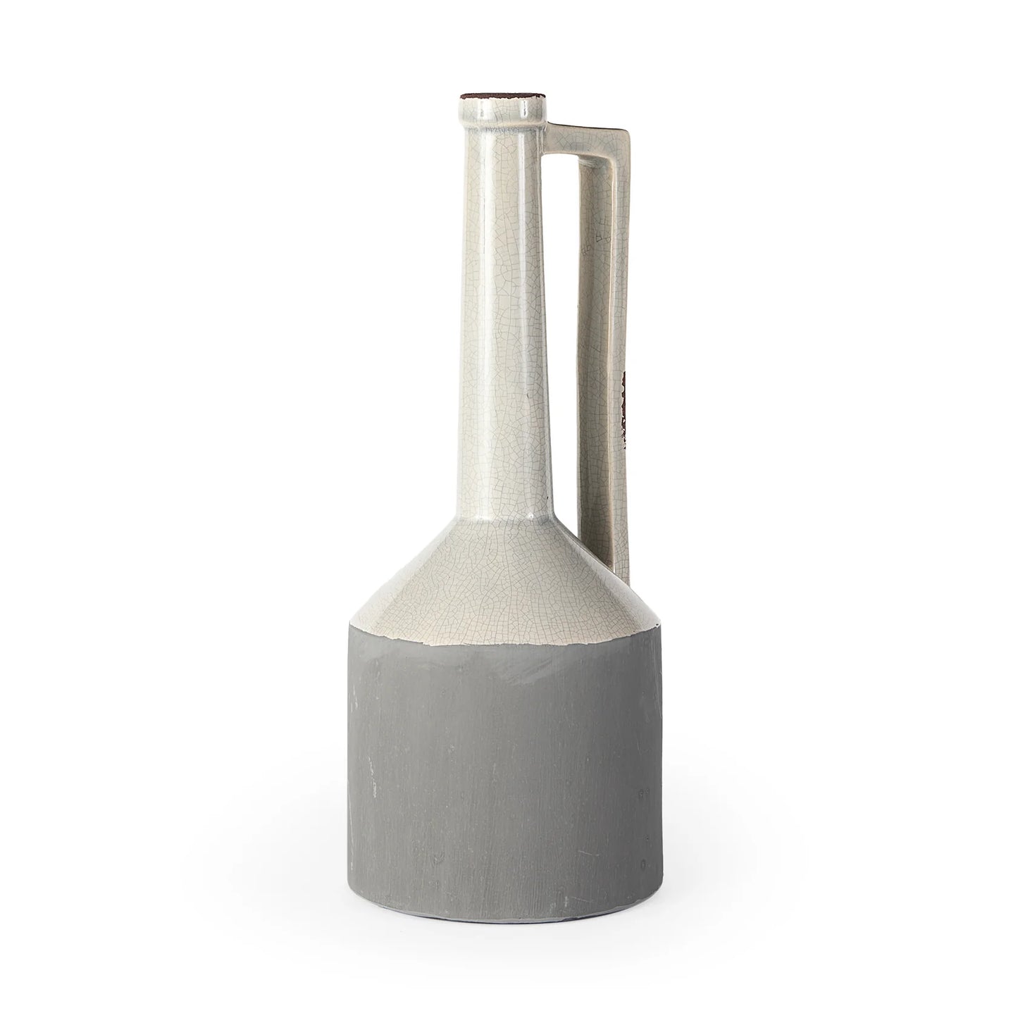 Burton Elegant Two-Tone Gray Ceramic Jug Vase - Stylish Home Decor, Perfect for Any Space