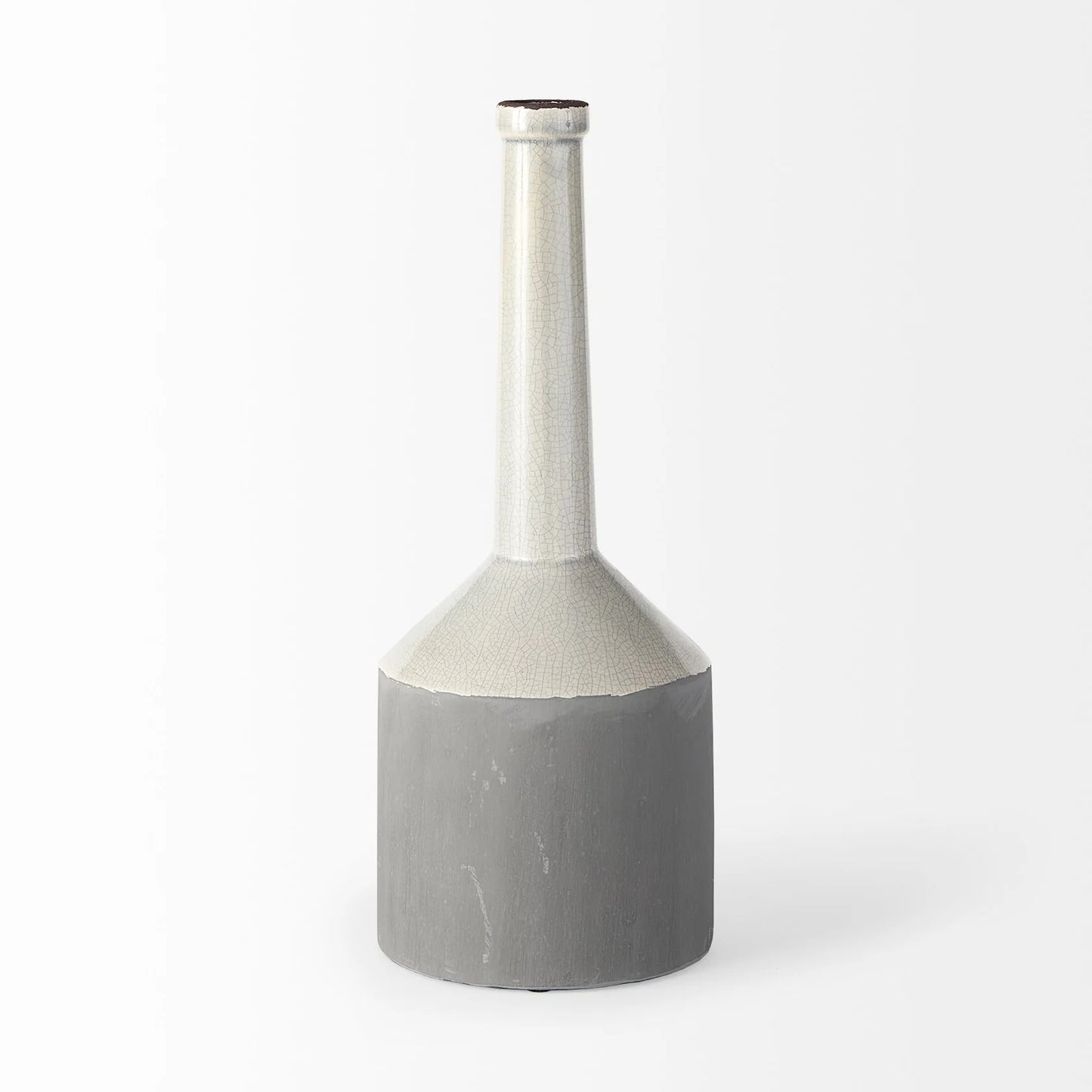 Burton Elegant Two-Tone Gray Ceramic Jug Vase - Stylish Home Decor, Perfect for Any Space