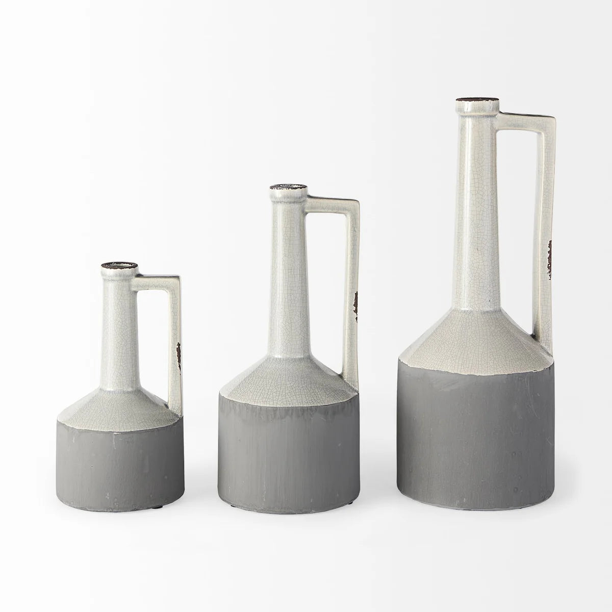 Burton Elegant Two-Tone Gray Ceramic Jug Vase - Stylish Home Decor, Perfect for Any Space