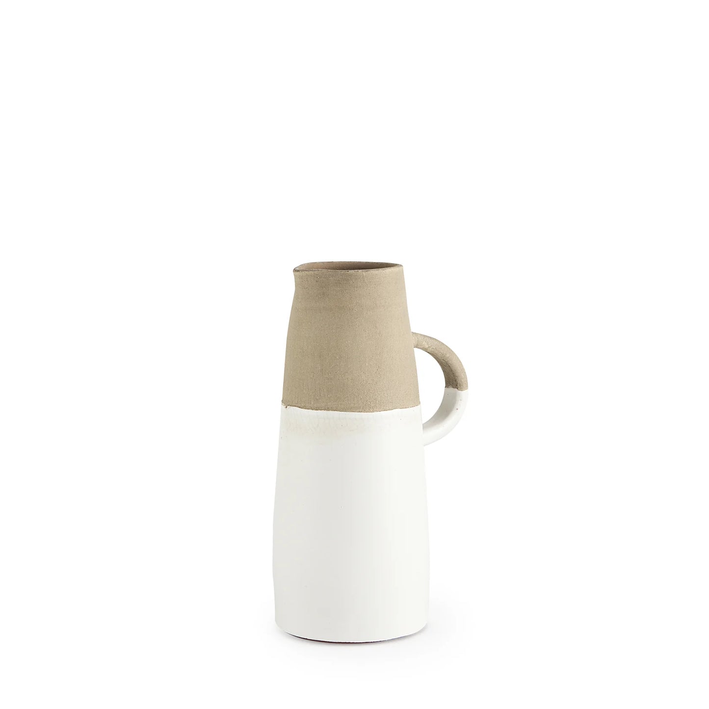 Garand Small 13H Charming Two-Toned Ceramic Jug with Elegant Handle for Stylish Home Decor - White, Natural