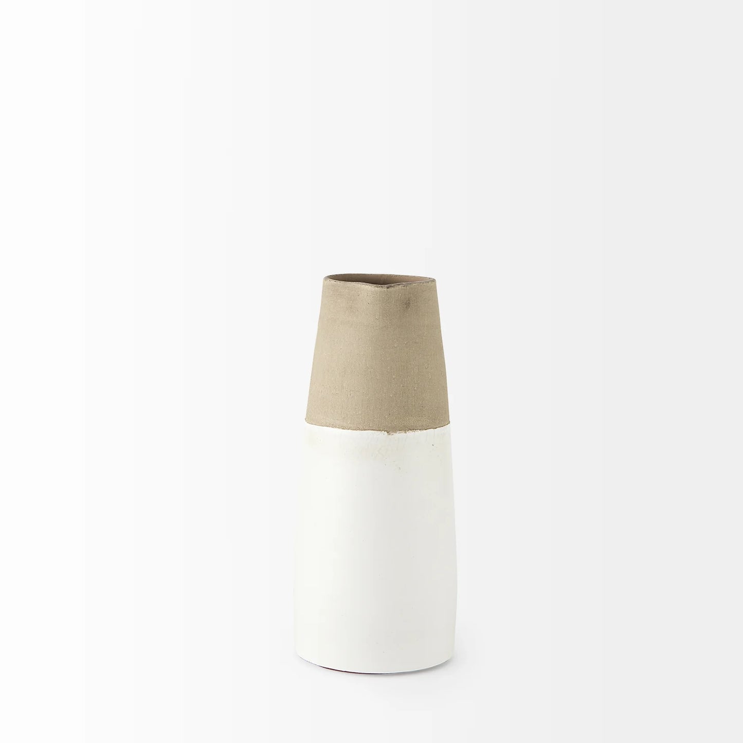 Garand Small 13H Charming Two-Toned Ceramic Jug with Elegant Handle for Stylish Home Decor - White, Natural