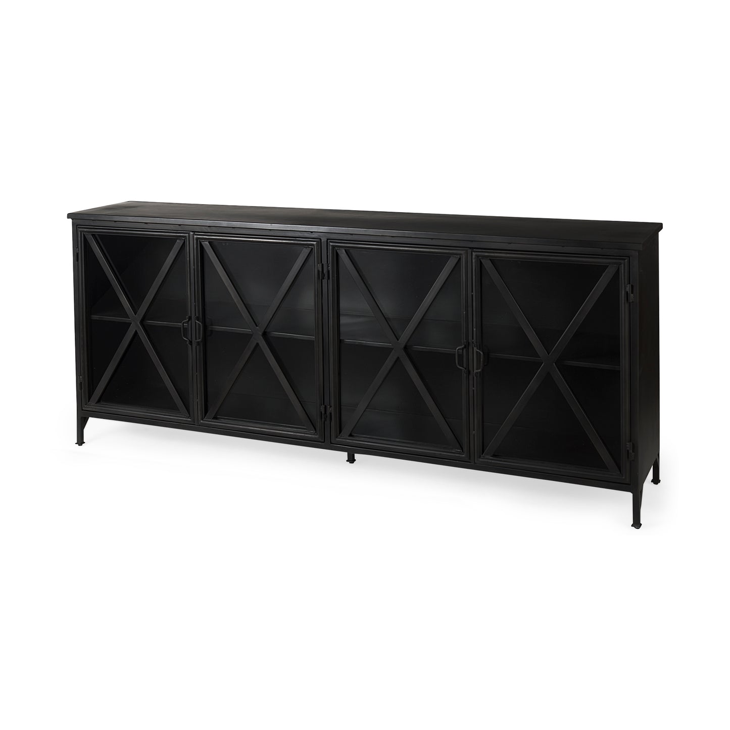 Poppy I Black Metal Sideboard with Glass Doors for a Modern and Chic Storage Solution