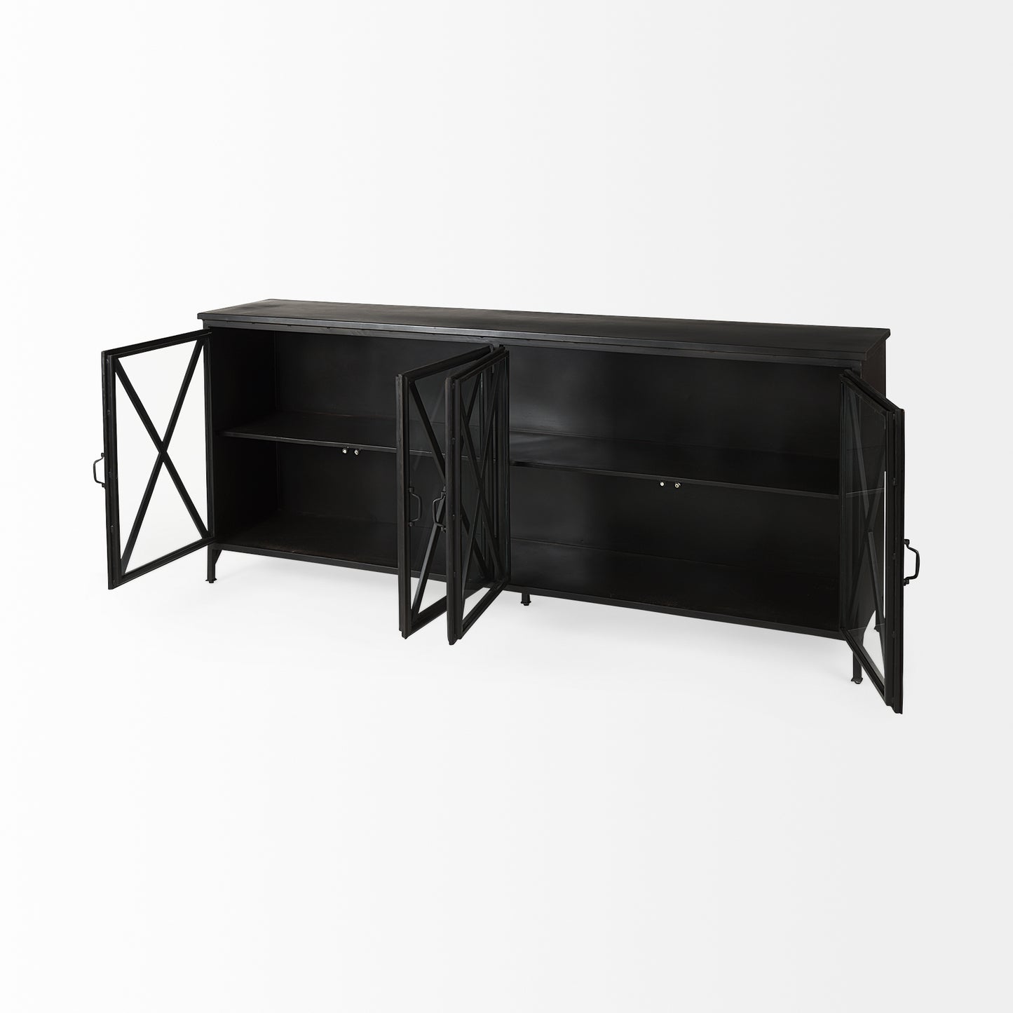 Poppy I Black Metal Sideboard with Glass Doors for a Modern and Chic Storage Solution