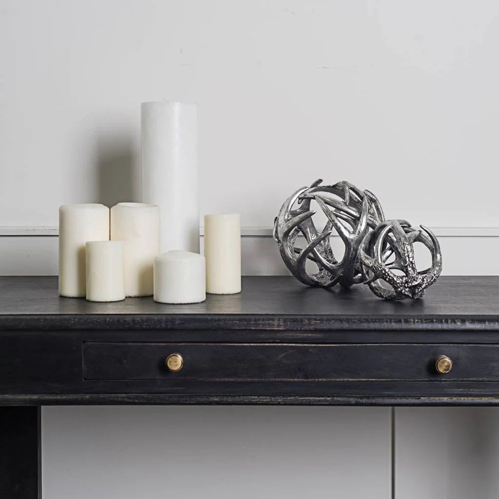 Ramus Large 7L x 7W Silver Antler Decorative Orb Ball - Unique Antique Finish for Stylish Spaces