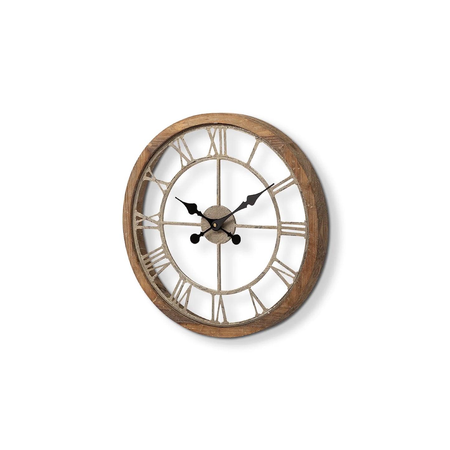Mething Oversized Farmhouse Wall Clock – Rustic Wood and Metal Design with Large Roman Numerals for Timeless Appeal