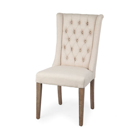 Mackenzie I Dining Chair β Cream Plush Linen Upholstery with Ash Solid Wood Base