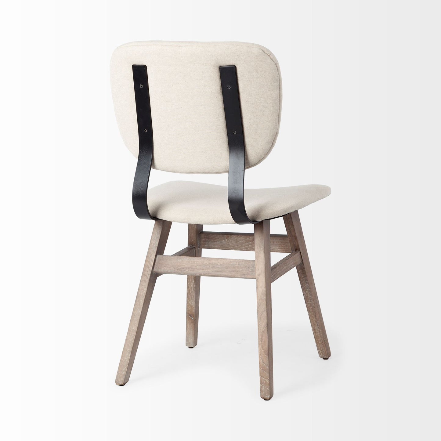 Haden I Cream Fabric Wrap Dining Chair with Brown Solid Wood Base - Set of 2, Elegant and Comfortable Seating