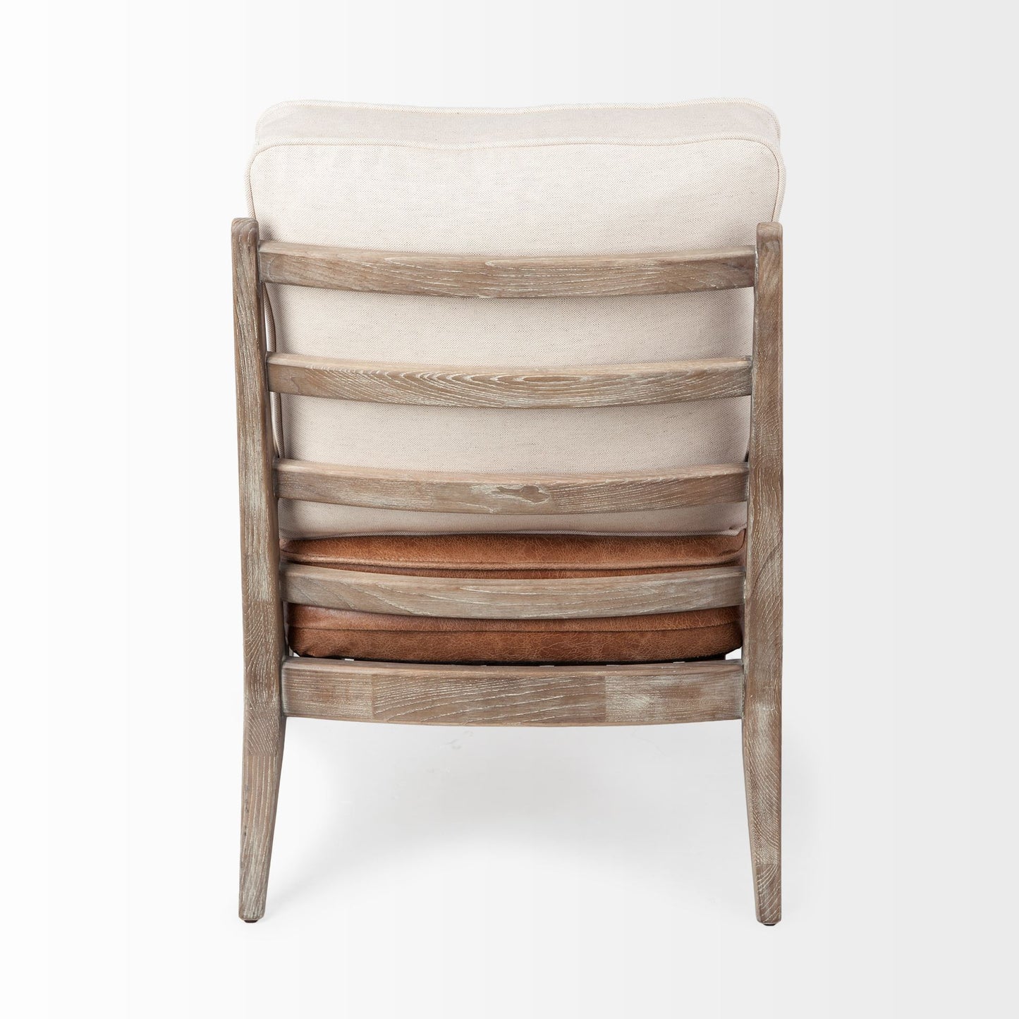Harman Cream Fabric Accent Chair with Brown Leather Seat – Contemporary Seating