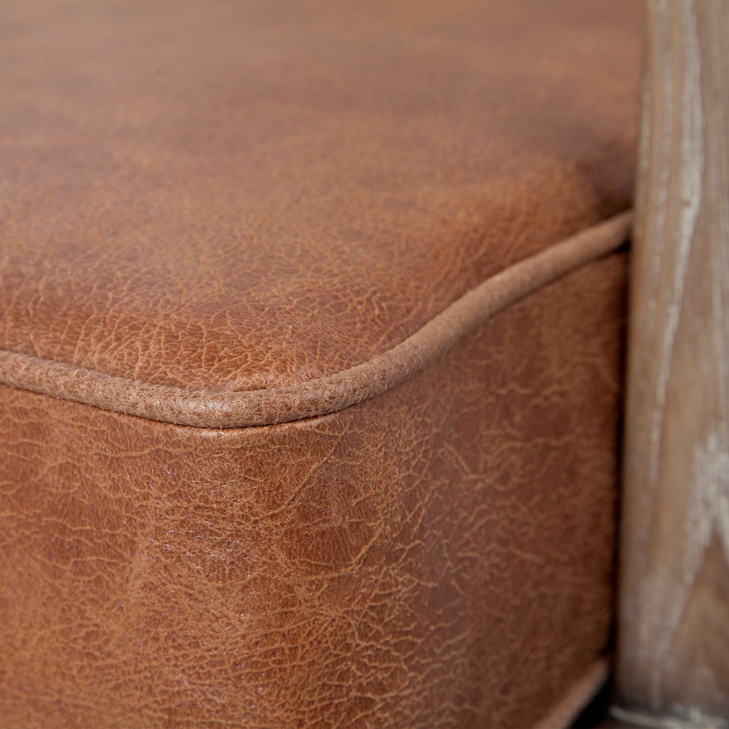 Harman Cream Fabric Accent Chair with Brown Leather Seat – Contemporary Seating