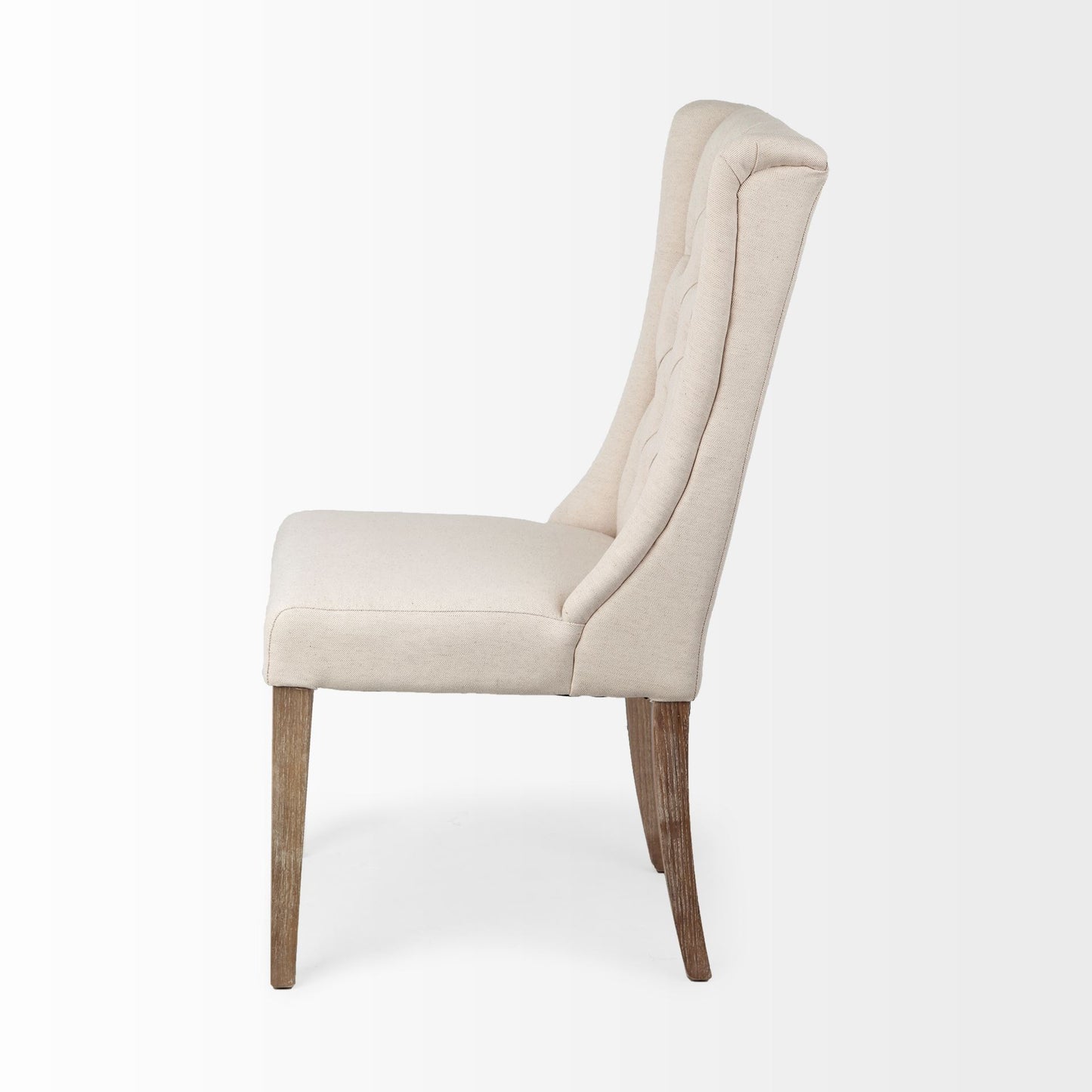 Mackenzie I Cream Plush Linen Dining Chair with Ash Solid Wood Base - Comfortable and Stylish Dining Seating