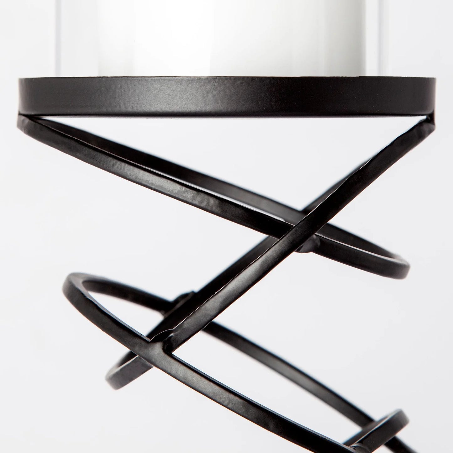Omega Large Black Metal Stacked Ring Candle Holder with Glass Votive - Elegant Home Decor Accent