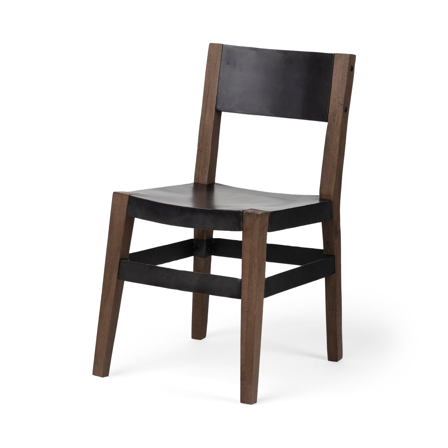 Nell I Black Iron Seat with Solid Brown Wooden Base Dining Chair - Stylish and Durable Dining Seating