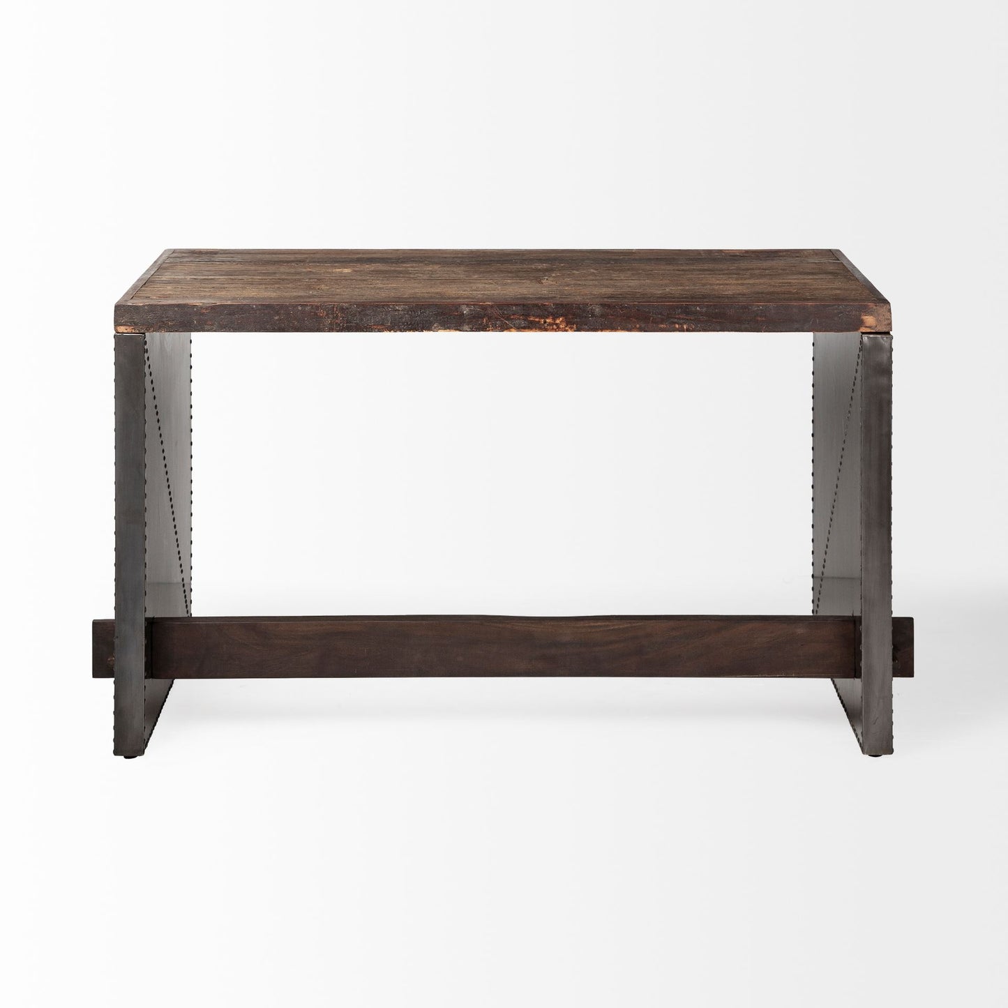 Orwell Brown Wood Top with Metal Cladded Frame Office Desk - Modern and Sturdy Workspace Solution