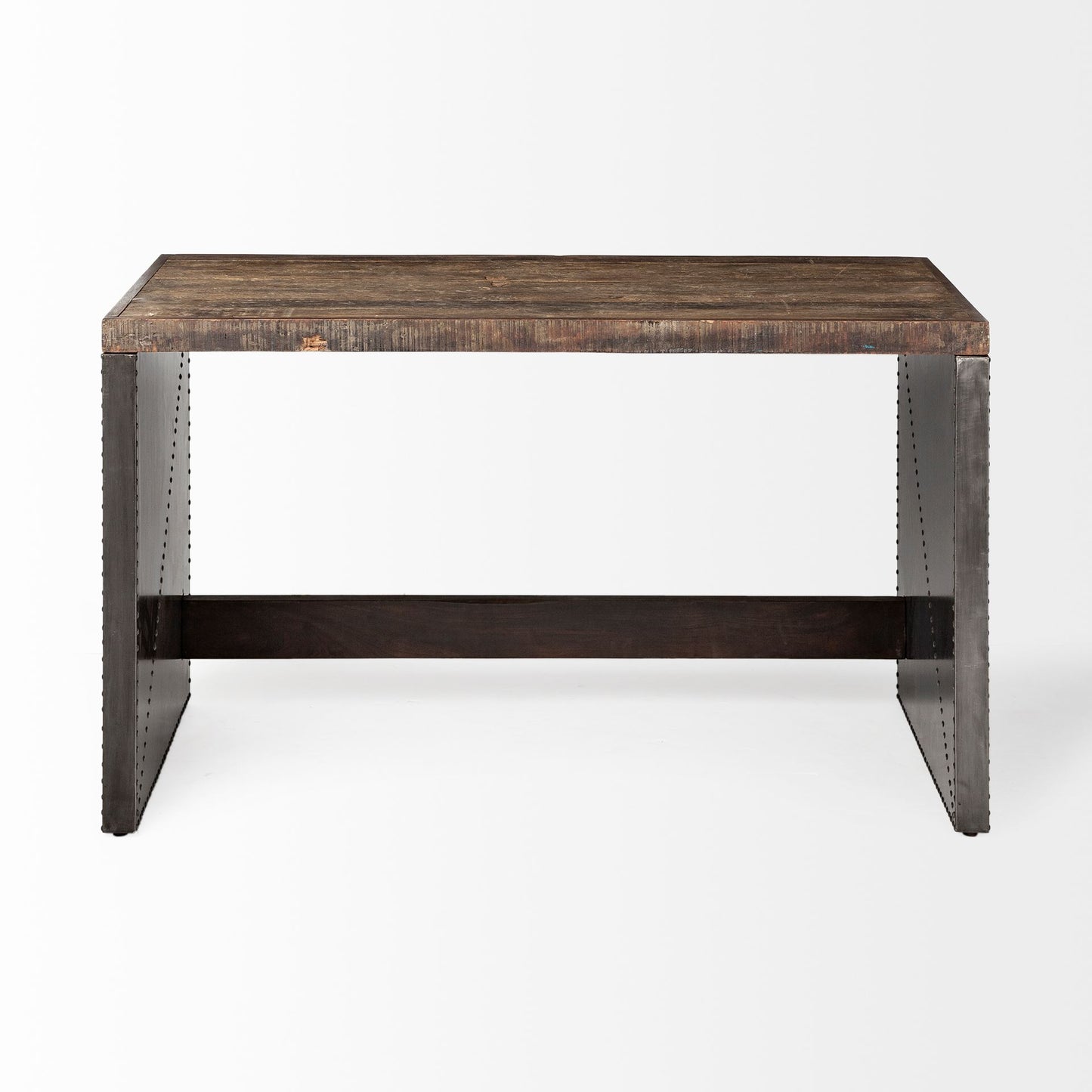Orwell Brown Wood Top with Metal Cladded Frame Office Desk - Modern and Sturdy Workspace Solution