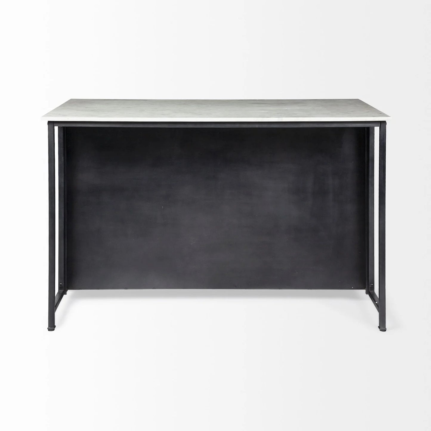 Fieri Kitchen Island with Marble Top - Stylish Black Metal Design, Ample Storage & Easy Assembly