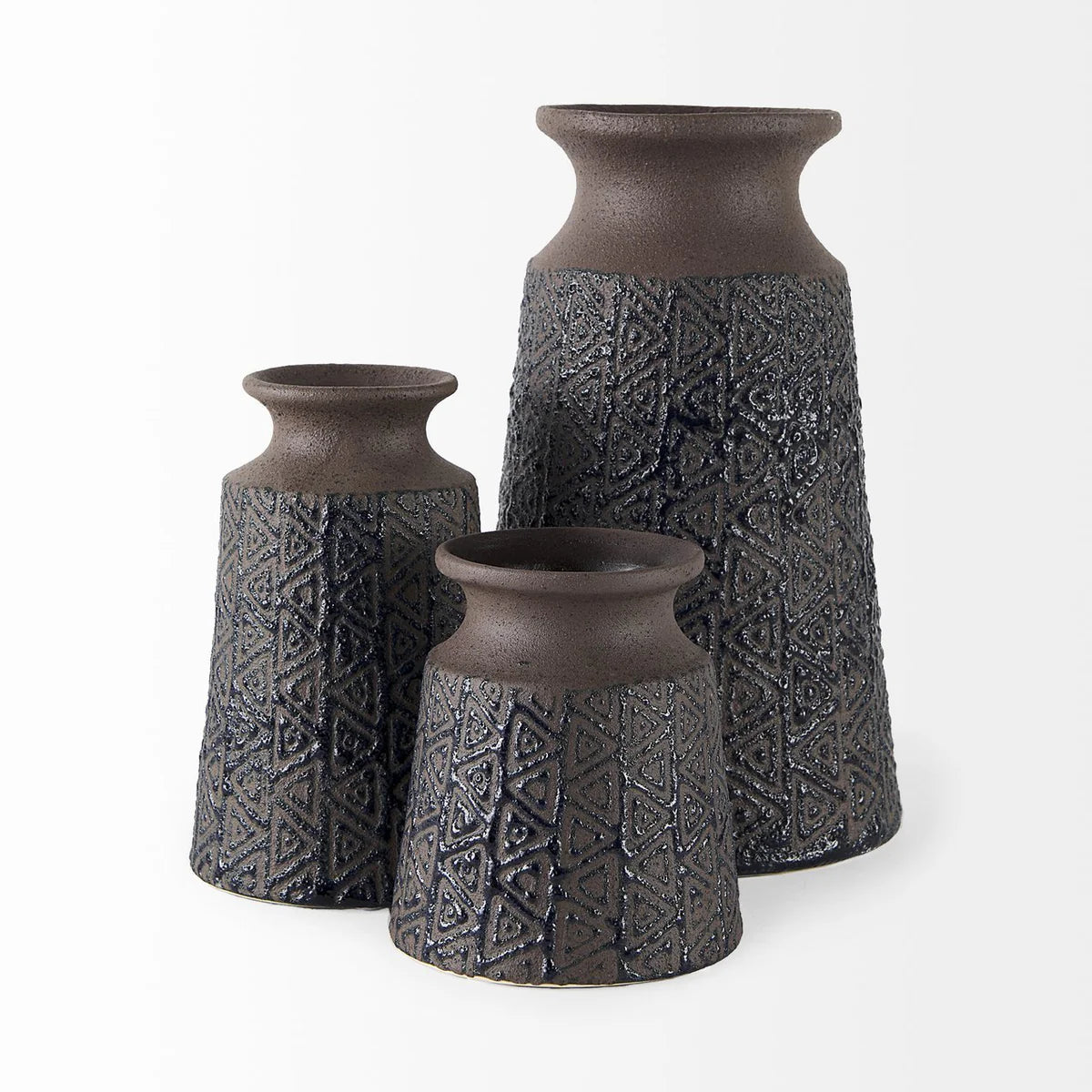 Sefina III Large Ceramic Vase with Intricate Geometric Patterns - Stunning Home Decor Accent Piece