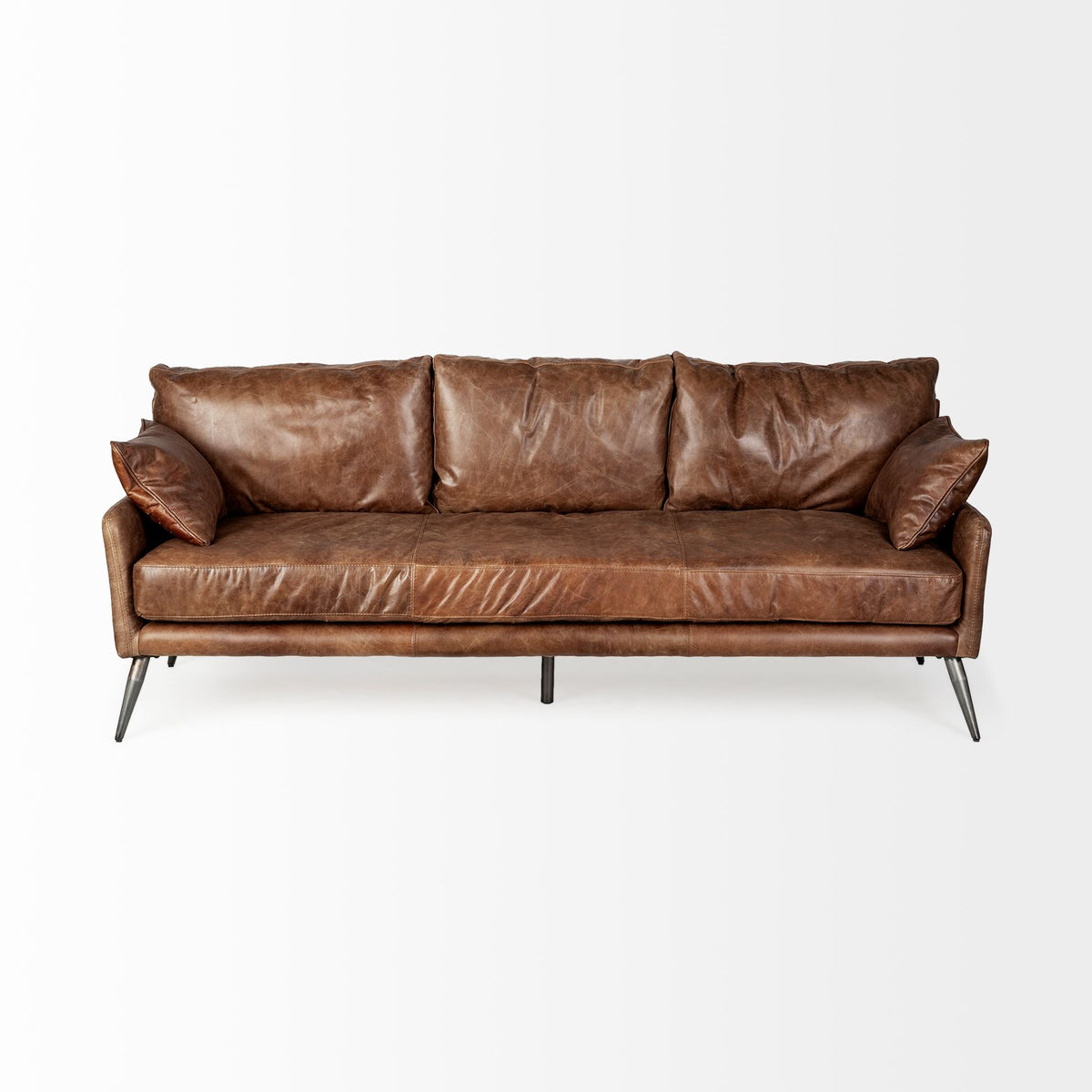Cochrane Brown Leather Three Seater Sofa