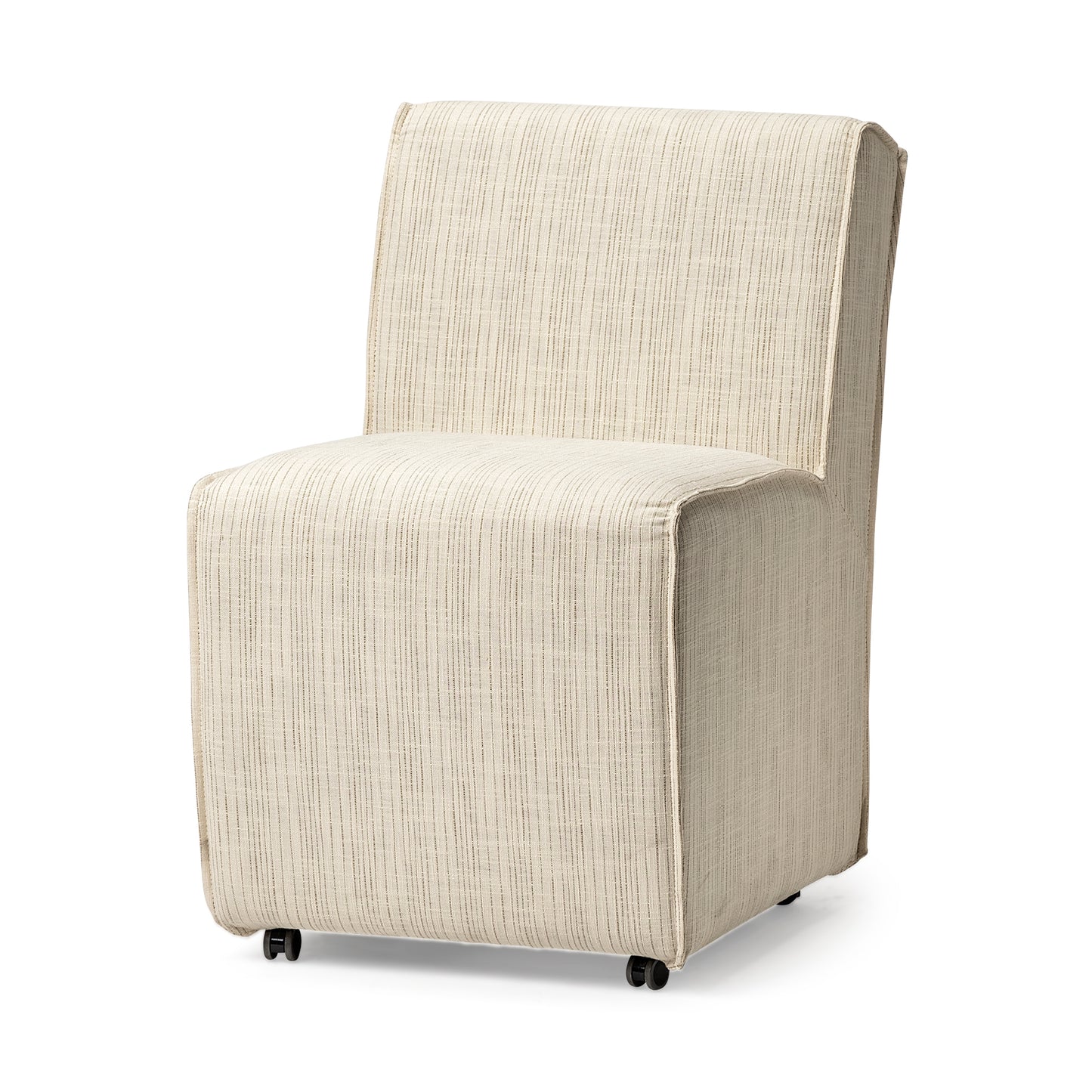 Damon Fully Upholstered Grey Fabric Dining Chair on Casters - Set of 2, Stylish and Versatile Seating