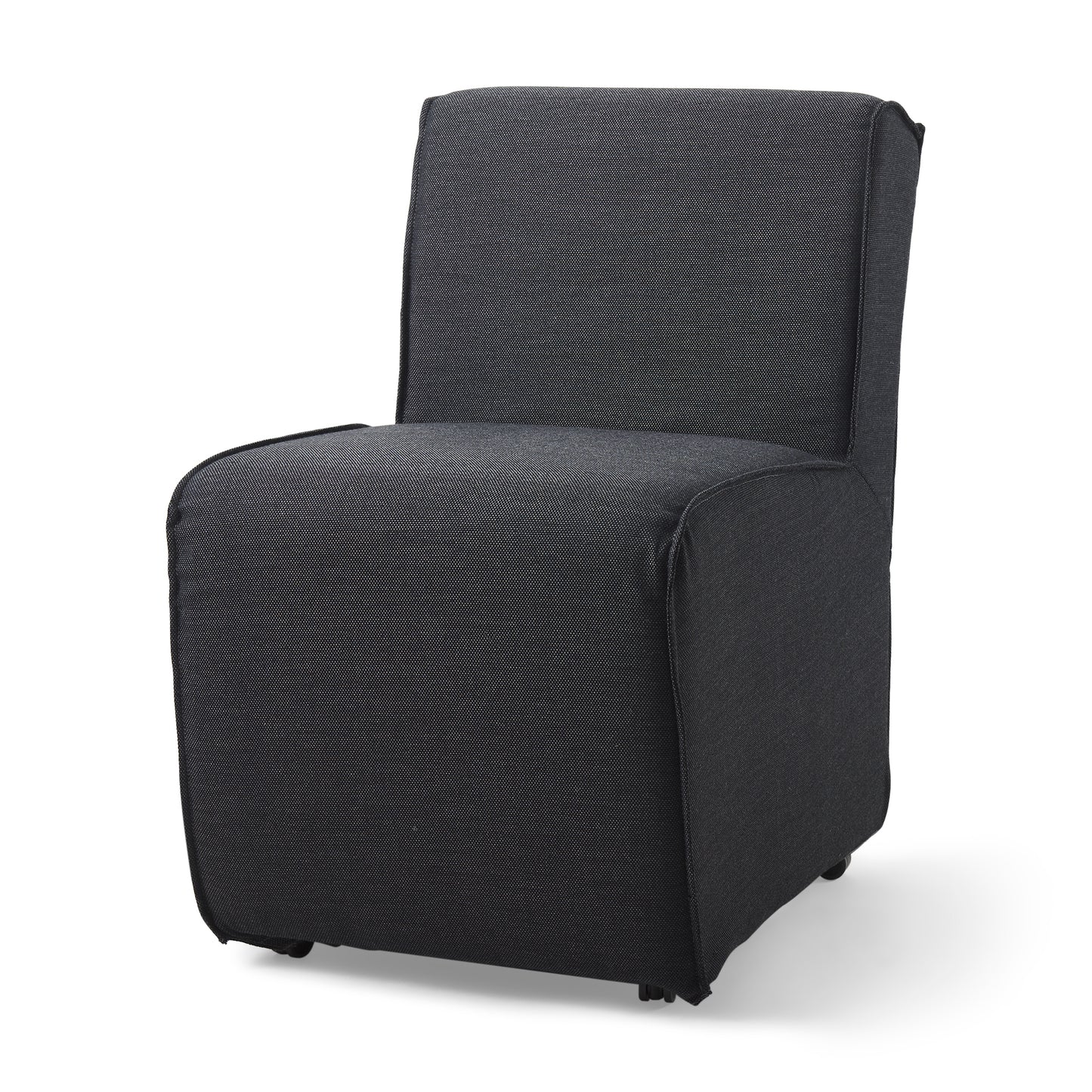 Damon Fully Upholstered Grey Fabric Dining Chair on Casters - Set of 2, Stylish and Versatile Seating