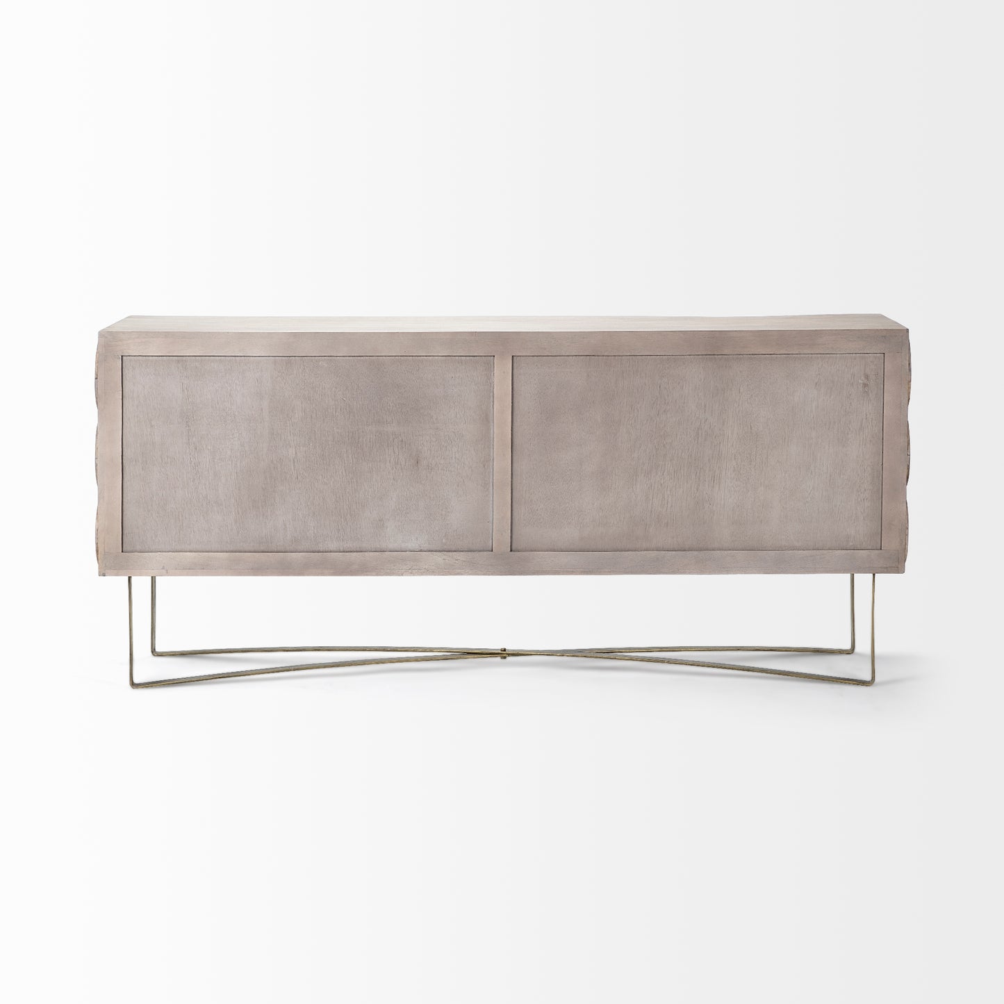 Excelsior Solid Wood Sideboard with Gold Metal Base and 4 Cabinet Doors for Elegant and Functional Storage