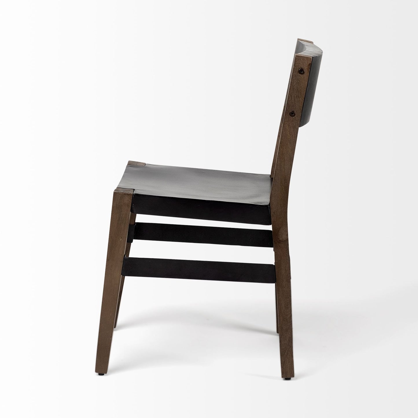Nell I Black Iron Seat with Solid Brown Wooden Base Dining Chair - Stylish and Durable Dining Seating