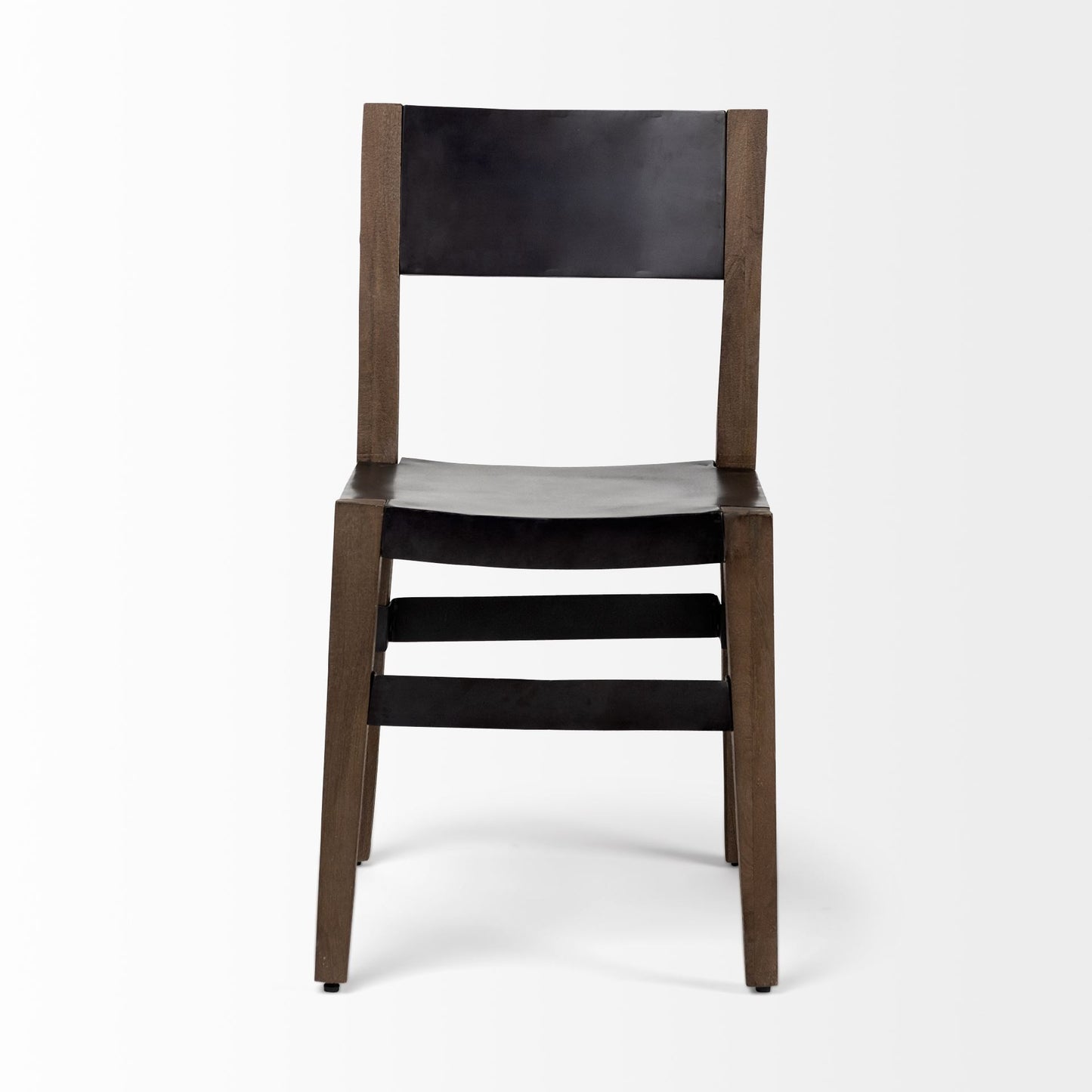 Nell I Black Iron Seat with Solid Brown Wooden Base Dining Chair - Stylish and Durable Dining Seating