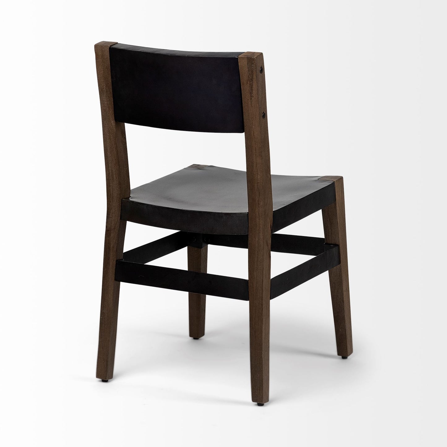 Nell I Black Iron Seat with Solid Brown Wooden Base Dining Chair - Stylish and Durable Dining Seating