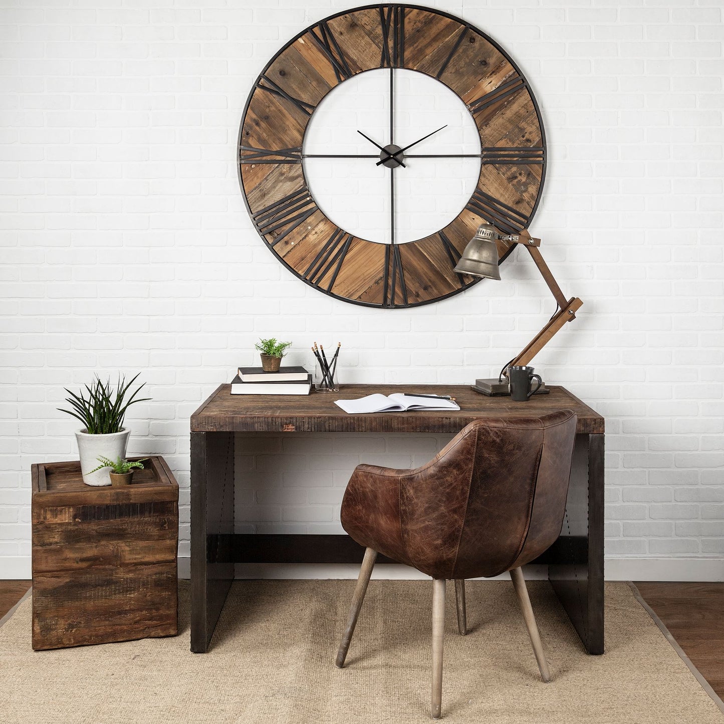 Orwell Brown Wood Top with Metal Cladded Frame Office Desk - Modern and Sturdy Workspace Solution