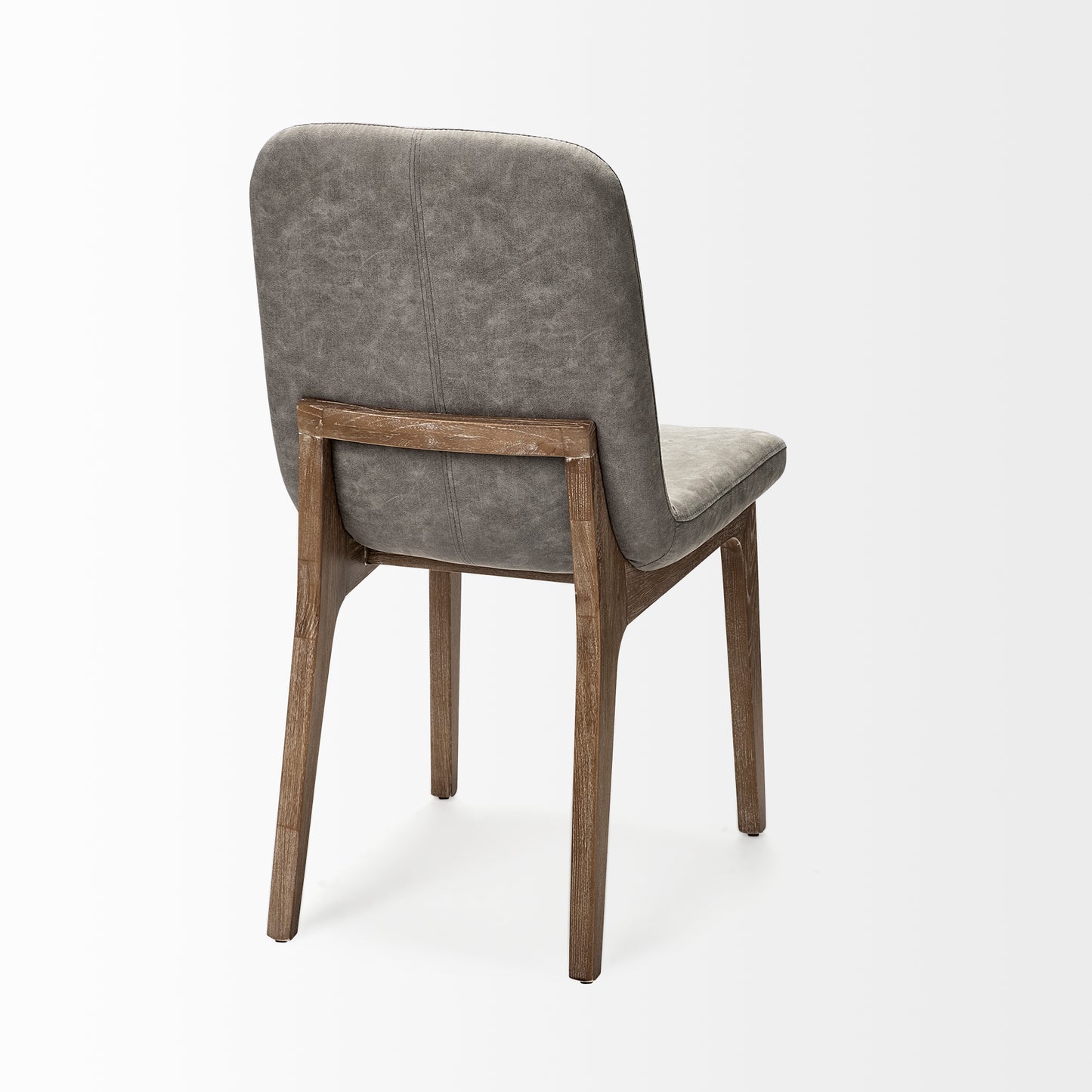 David Grey Fabric Wrap Dining Chair with Medium Brown Wood Base - Set of 2, Elegant and Comfortable Seating