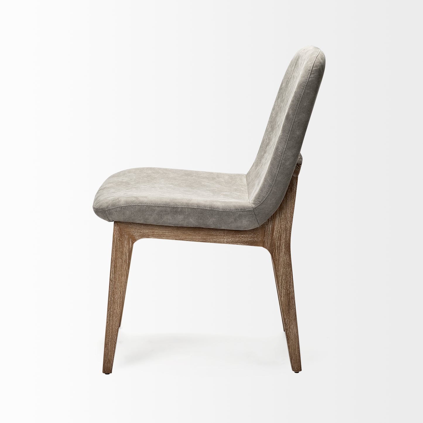 David Grey Fabric Wrap Dining Chair with Medium Brown Wood Base - Set of 2, Elegant and Comfortable Seating
