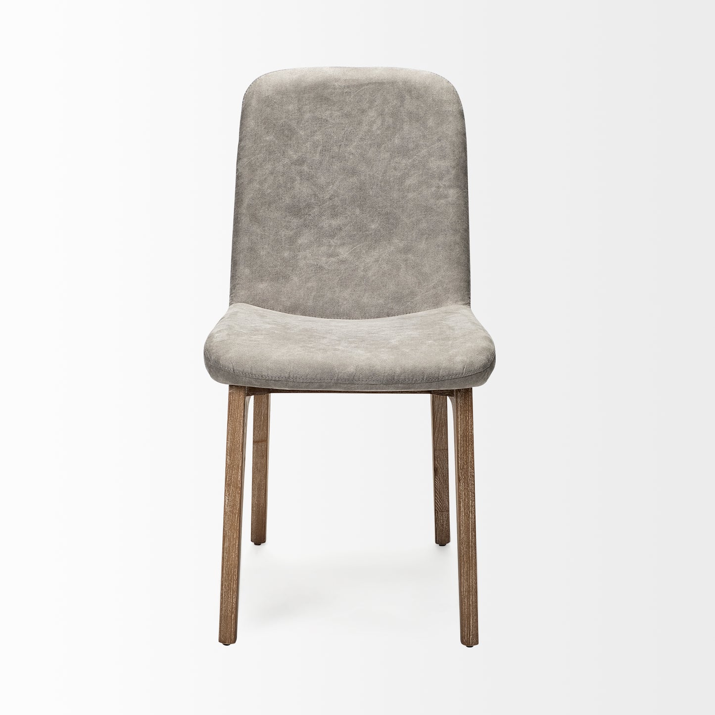 David Grey Fabric Wrap Dining Chair with Medium Brown Wood Base - Set of 2, Elegant and Comfortable Seating