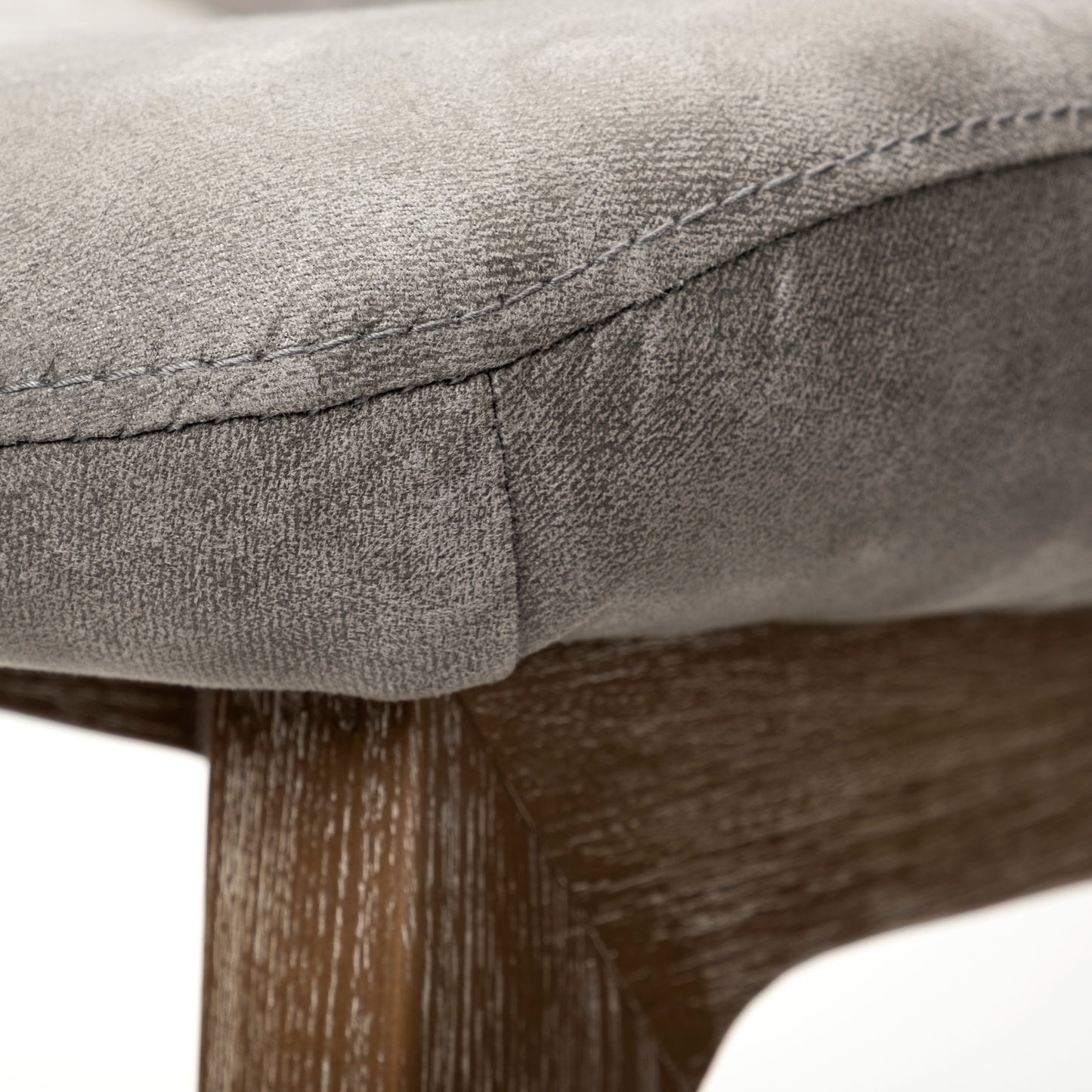 David Grey Fabric Wrap Dining Chair with Medium Brown Wood Base - Set of 2, Elegant and Comfortable Seating