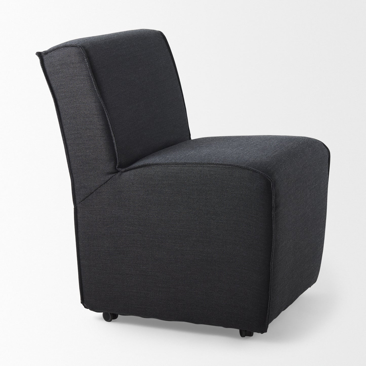 Damon Fully Upholstered Grey Fabric Dining Chair on Casters - Set of 2, Stylish and Versatile Seating