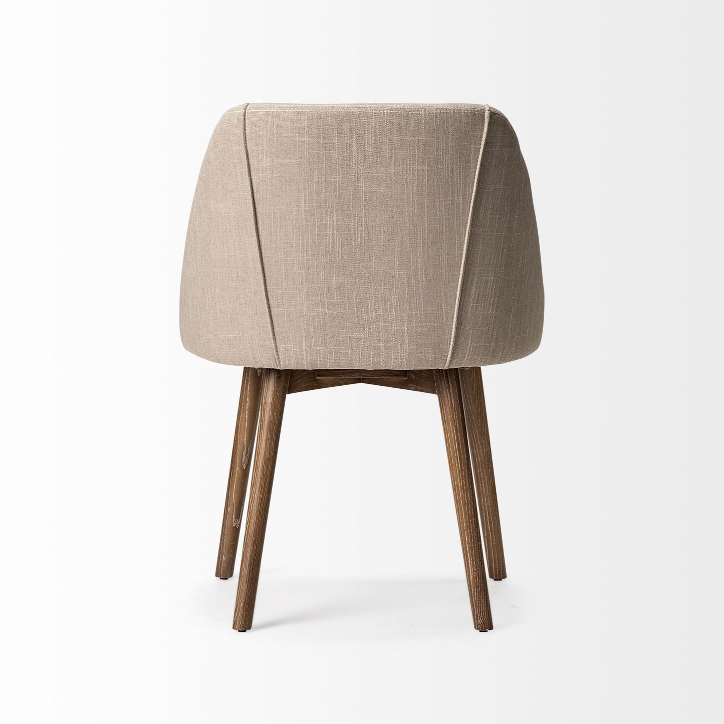 Ronald I Cream Fabric Wrap Dining Chair with Brown Wooden Base - Set of 2