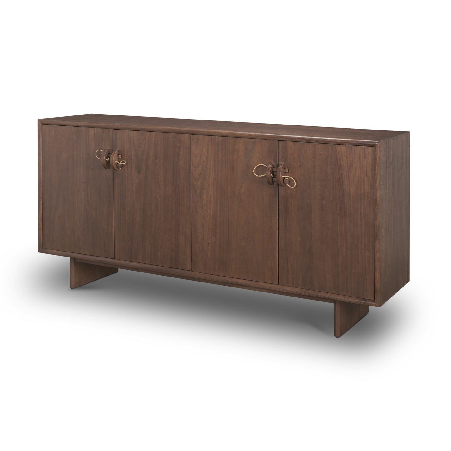 Varenna 4-Door Dark Brown Wood Sideboard with Rope Handles for a Rustic and Elegant Storage Solution