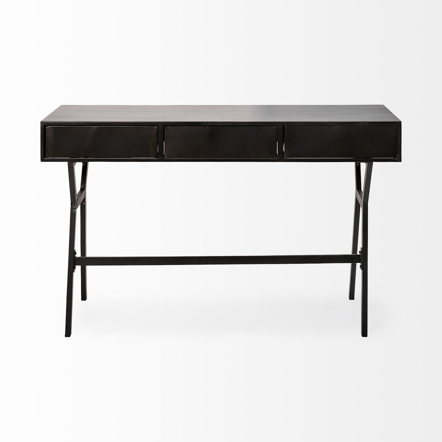 Vince Black Metal Desk with Gold Accents - 3 Drawer Office Furniture for a Stylish Workspace