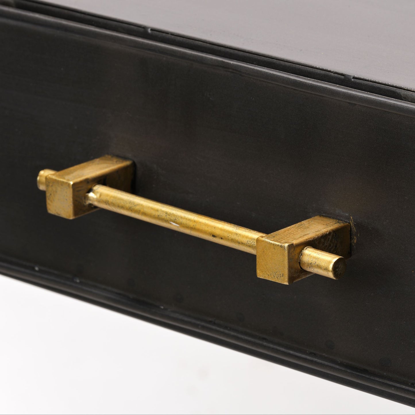 Vince Black Metal Desk with Gold Accents - 3 Drawer Office Furniture for a Stylish Workspace