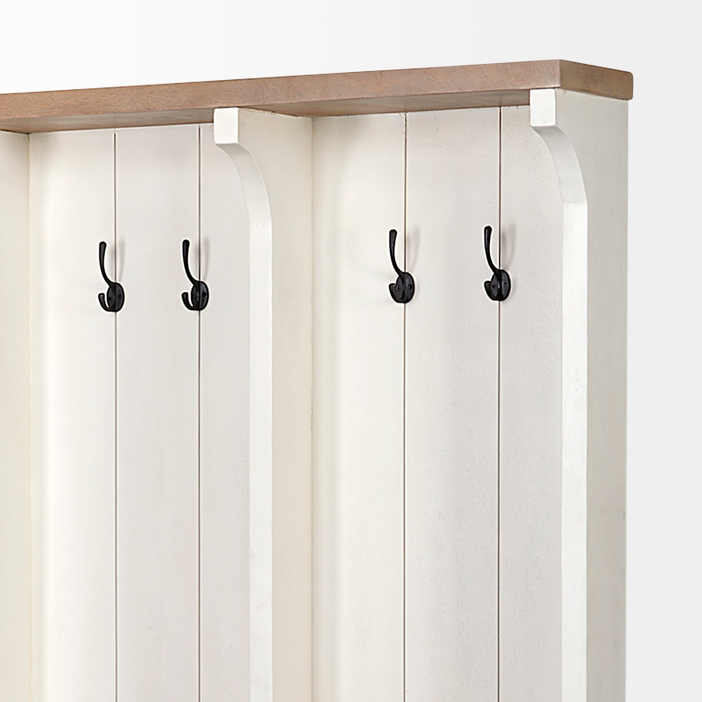 Fairview White & Brown Wood Hall Tree with Storage – Entryway Organizer