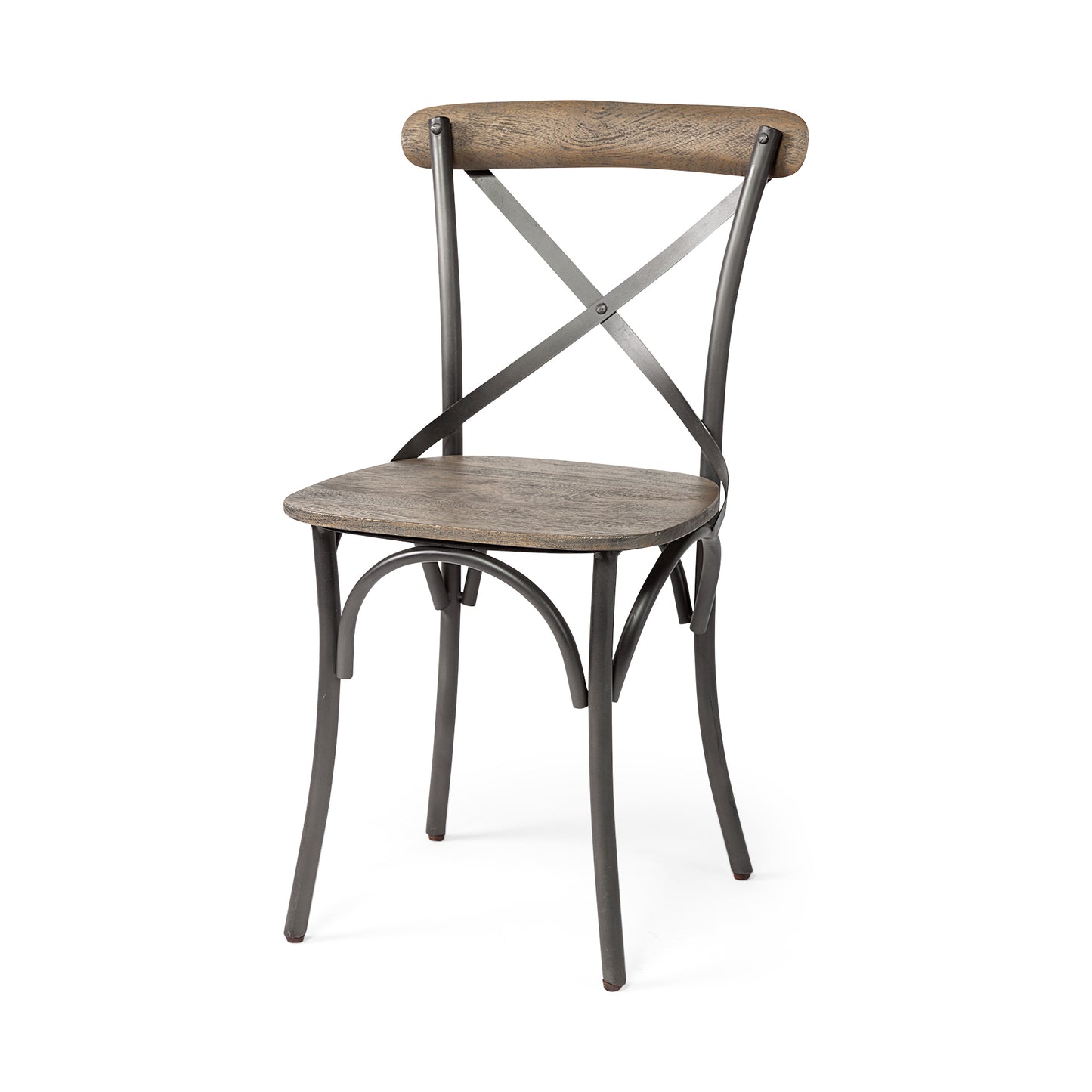 Etienne I Black Solid Wood Seat with Black Iron Frame Dining Chair - Set of 2, Modern and Durable Seating