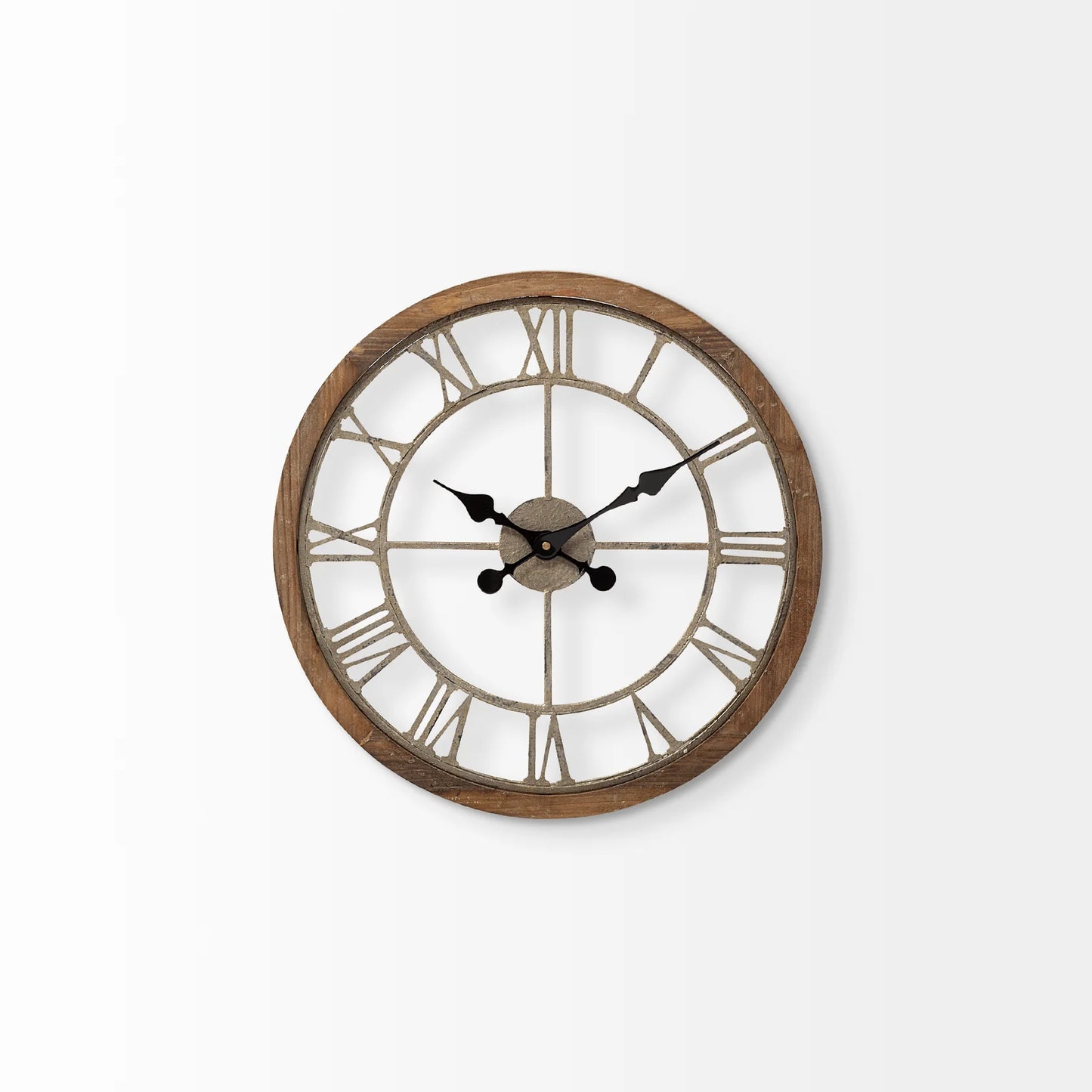 Mething Oversized Farmhouse Wall Clock – Rustic Wood and Metal Design with Large Roman Numerals for Timeless Appeal