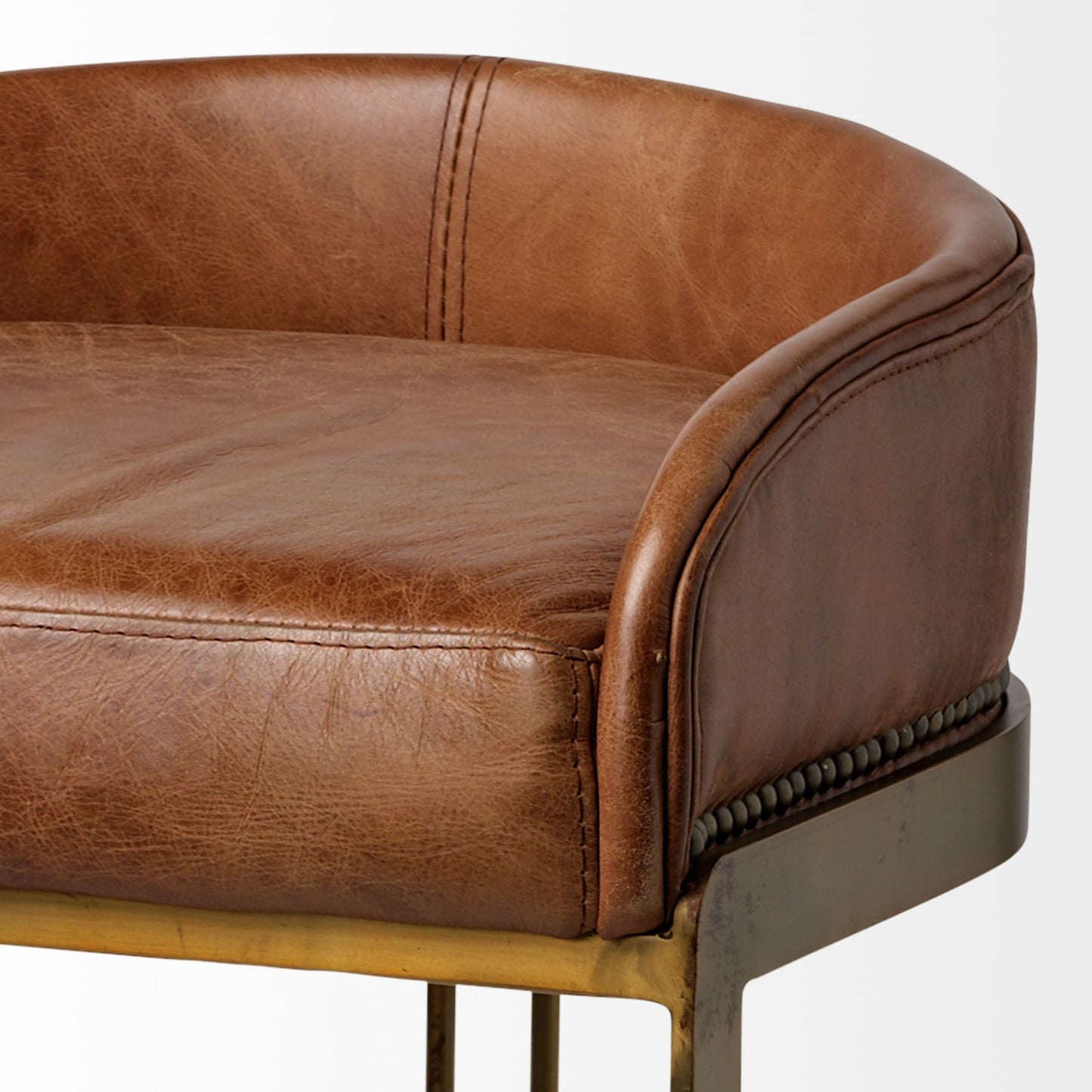 Modern Leather Bar Stool – Hollyfield with Gold Metal Frame
