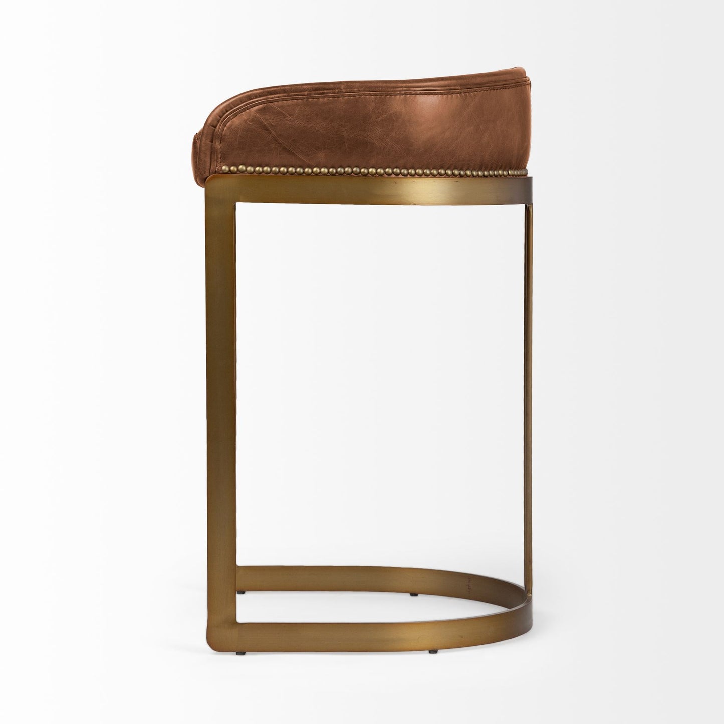 Modern Leather Bar Stool – Hollyfield with Gold Metal Frame