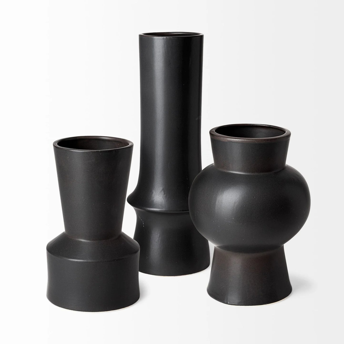 Laforge III Matte Black Ceramic Vase - Unique Design, Stylish Home Decor, Perfect for Any Setting