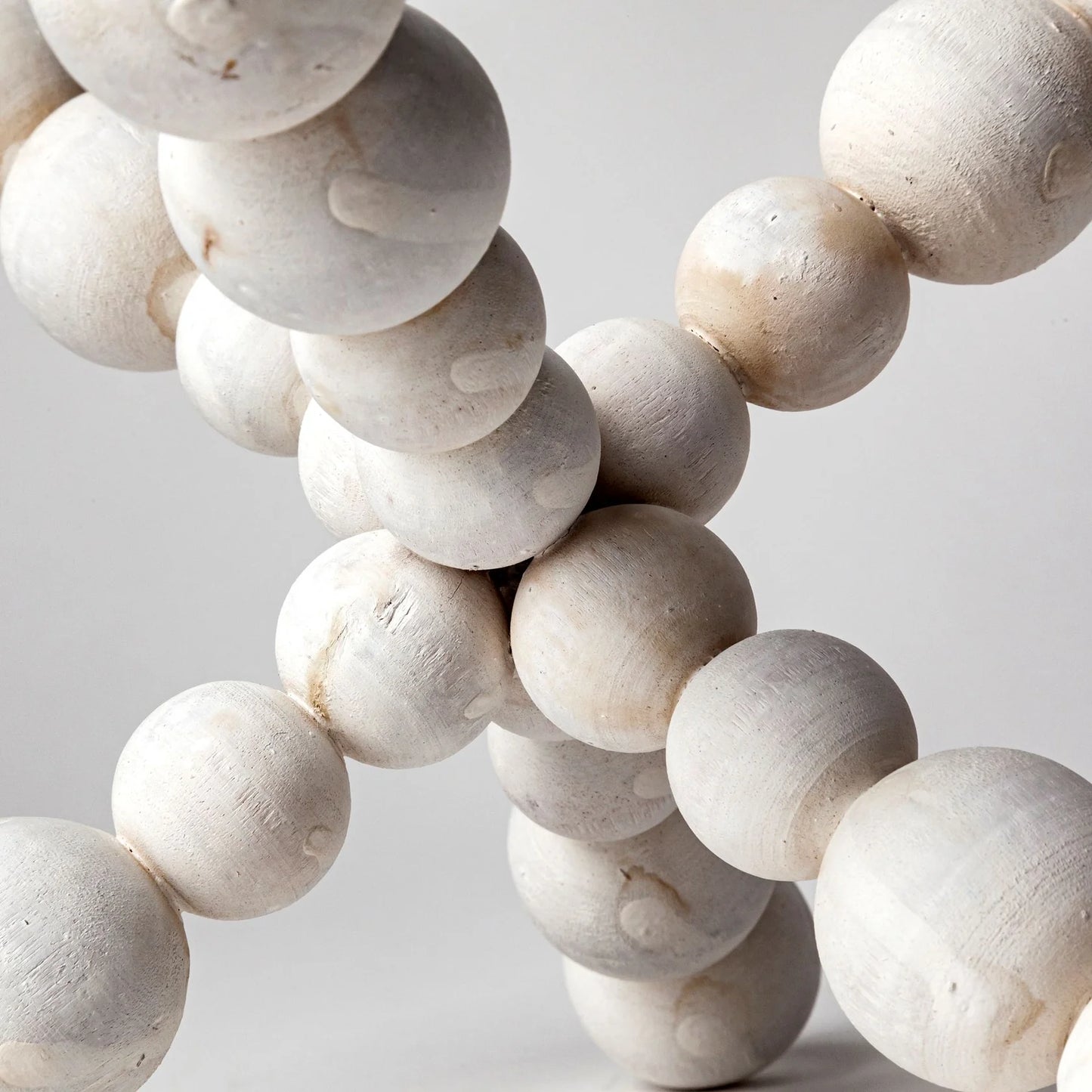 Carrollton II Large 9L x 9W Off-White Geometric Wood Ball Decor for Elegant Home Styling