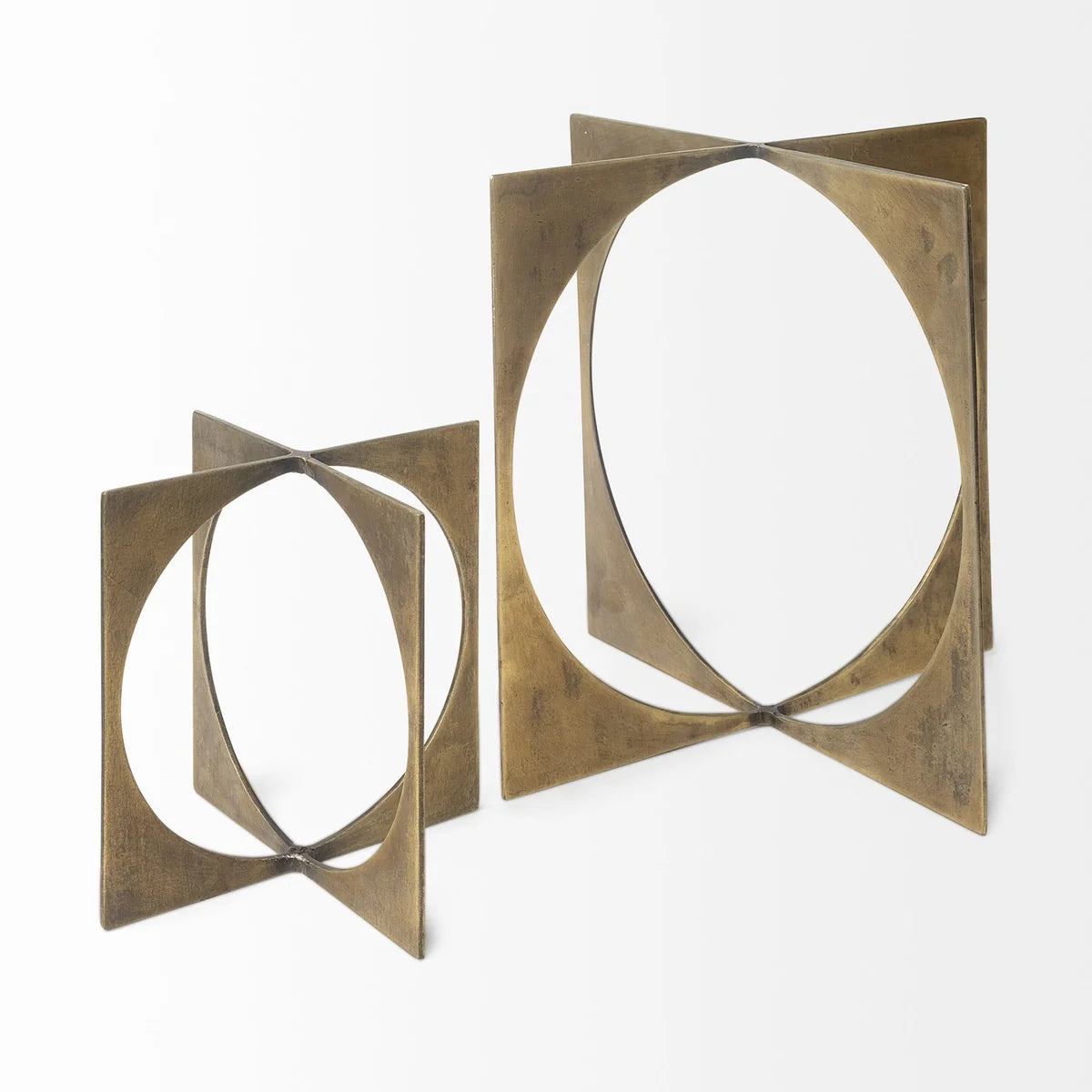 Lima II Large 10L x 10W Antiqued Gold Geometric Decorative Object for Elegant Home Décor