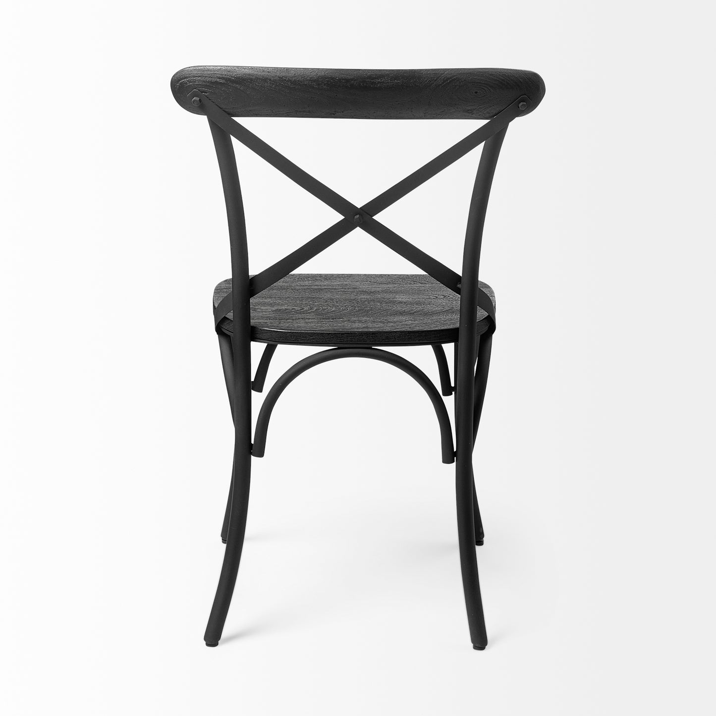 Etienne I Black Solid Wood Seat with Black Iron Frame Dining Chair - Set of 2, Modern and Durable Seating