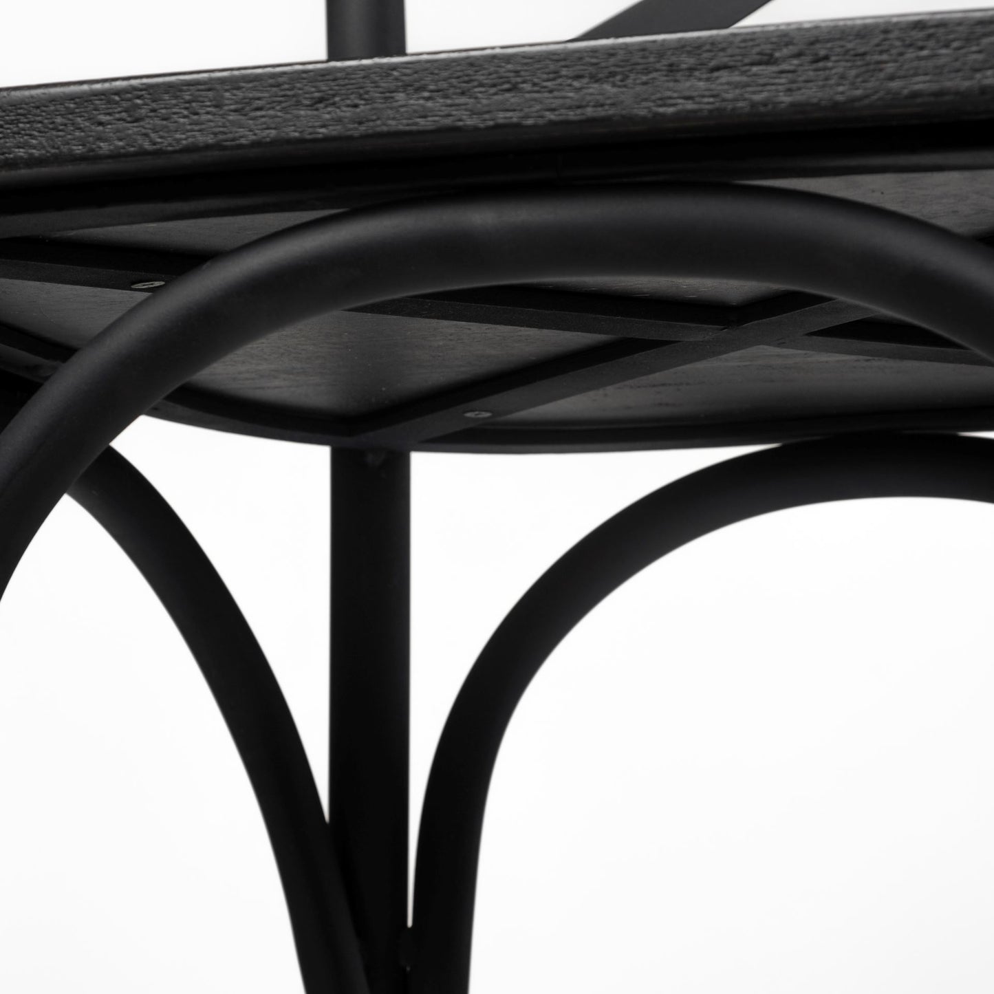 Etienne I Black Solid Wood Seat with Black Iron Frame Dining Chair - Set of 2, Modern and Durable Seating