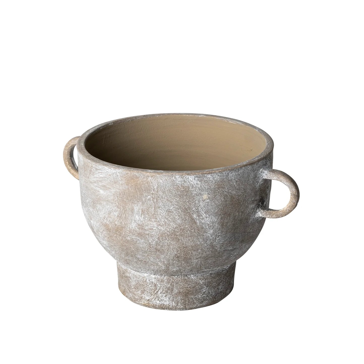 Deya Unique Rustic Brown Ceramic Vase with C-Shaped Handles for Stylish Home Decor Accent