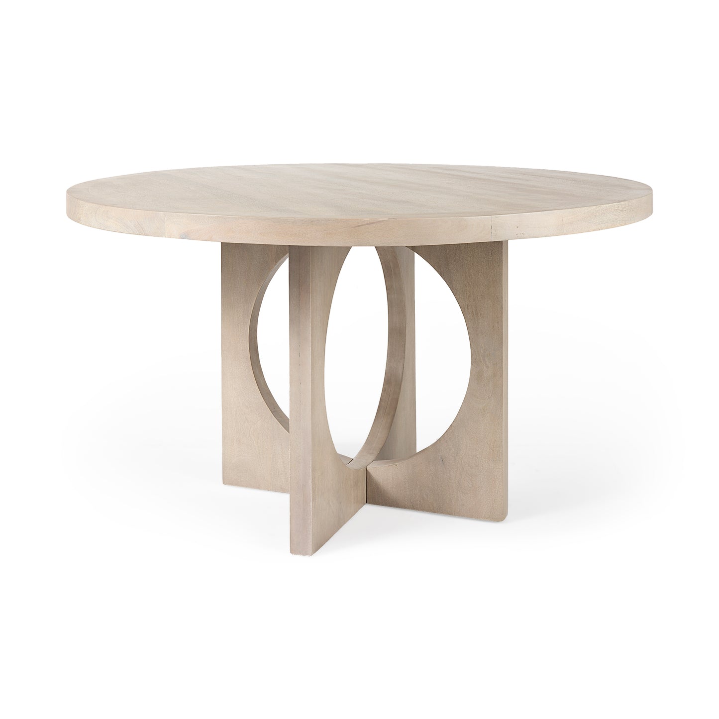 Liesl Barely Gray Finished Wood Dining Table with Circular Top for a Modern and Elegant Dining Experience