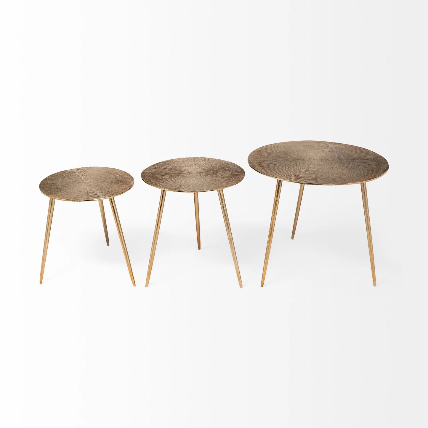 Reva Accent Table: Elegant Antiqued-Gold Round Design with Spindle Legs, Perfect for Modern Spaces